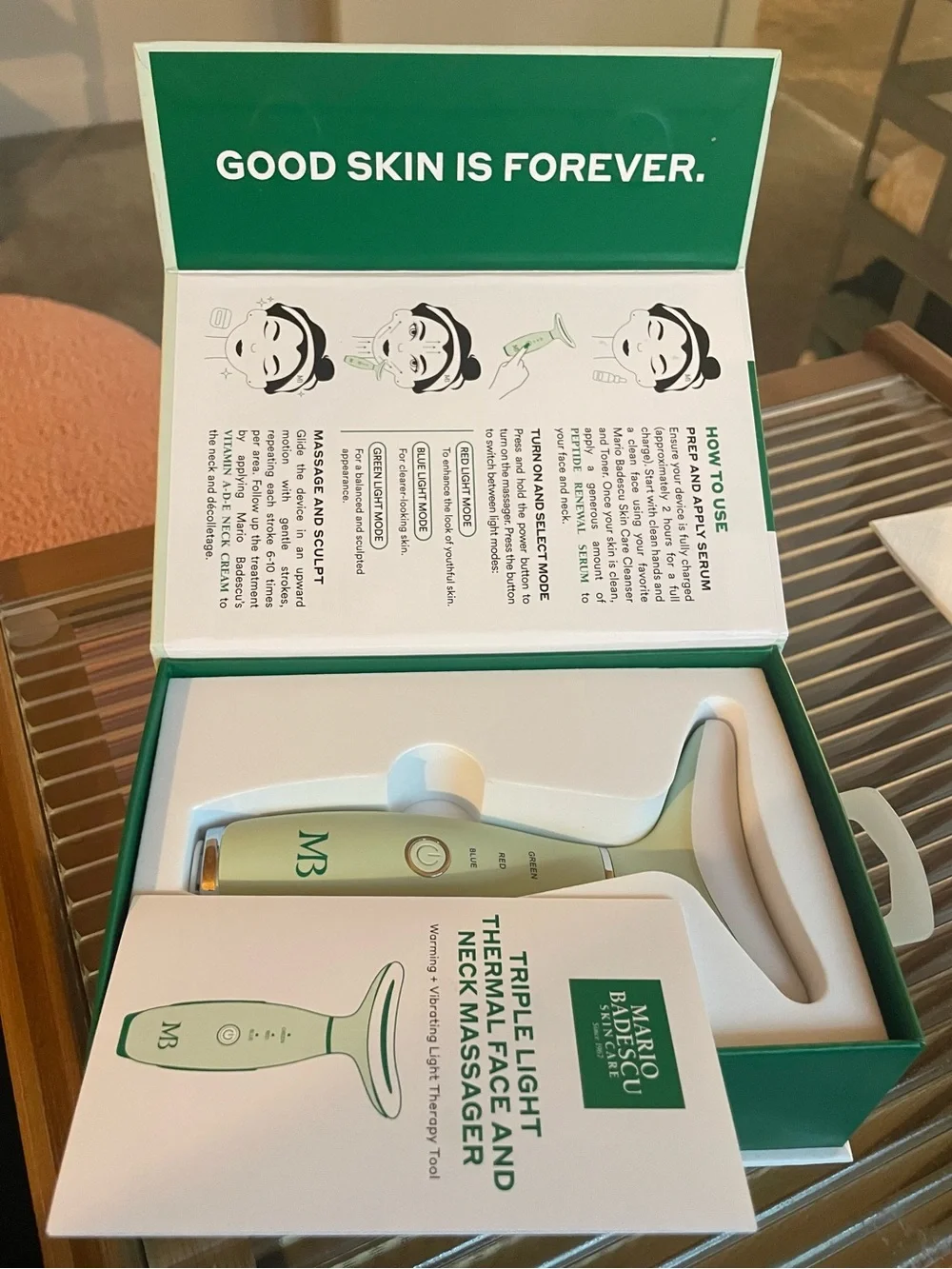 Mario Badescu Triple Light Thermal Face and Neck Massager NIB